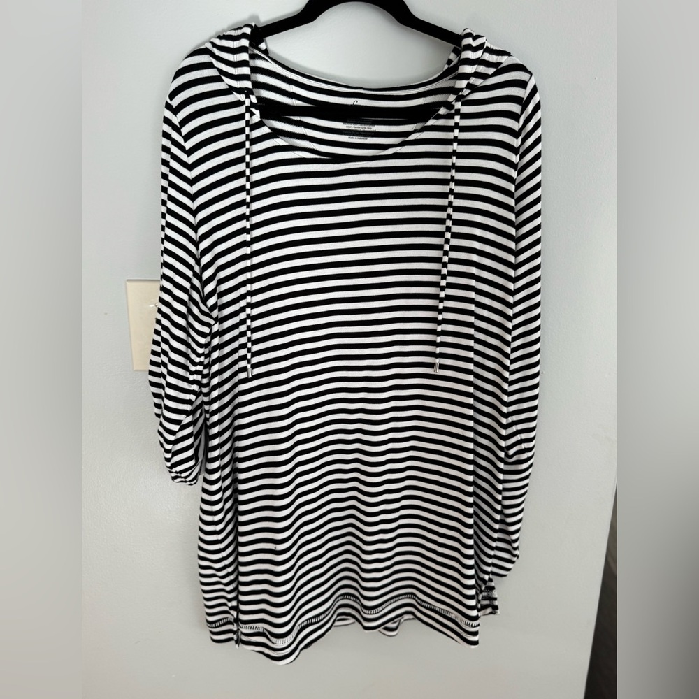 Soma Black and White Striped Top
